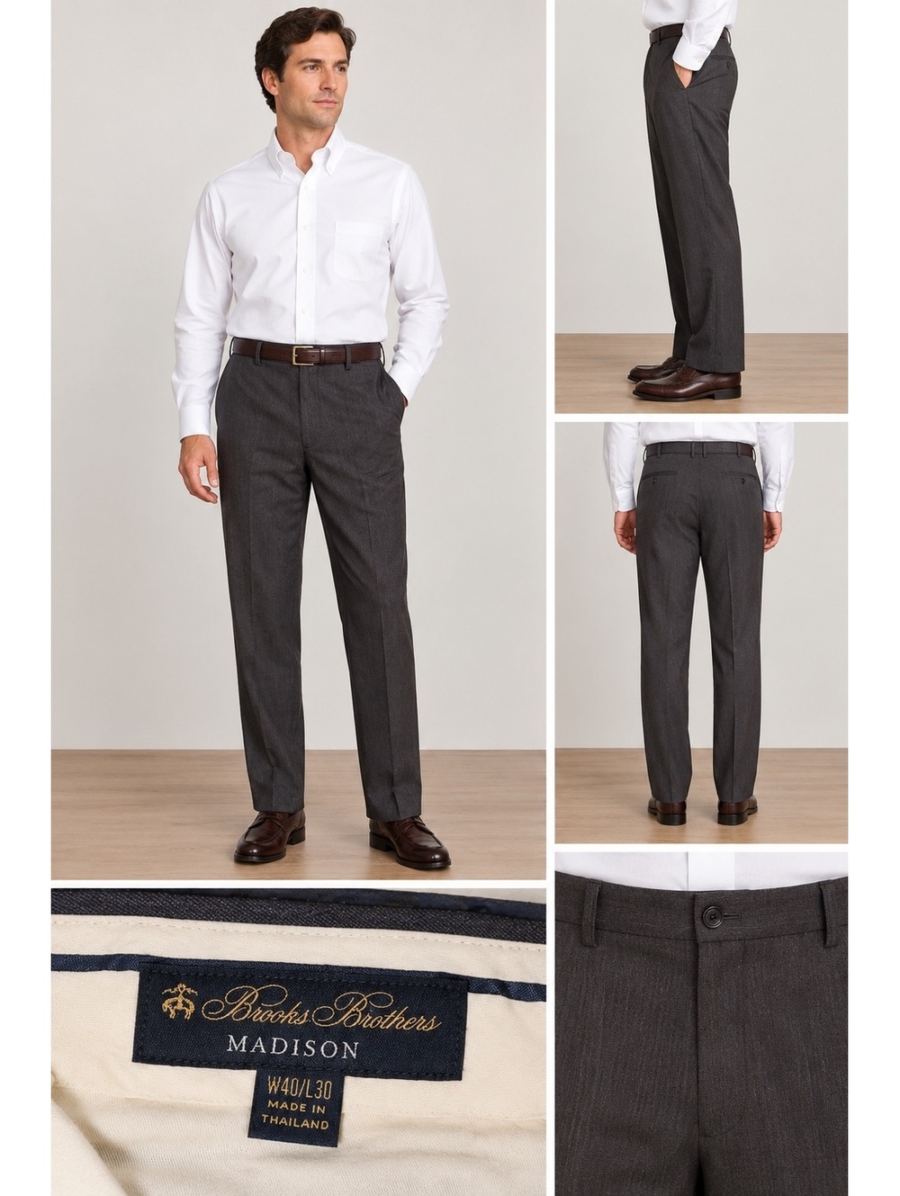 Brooks Brothers $298 Madison 100% Wool Dress Pants Mens W40 L30 Formal Pants